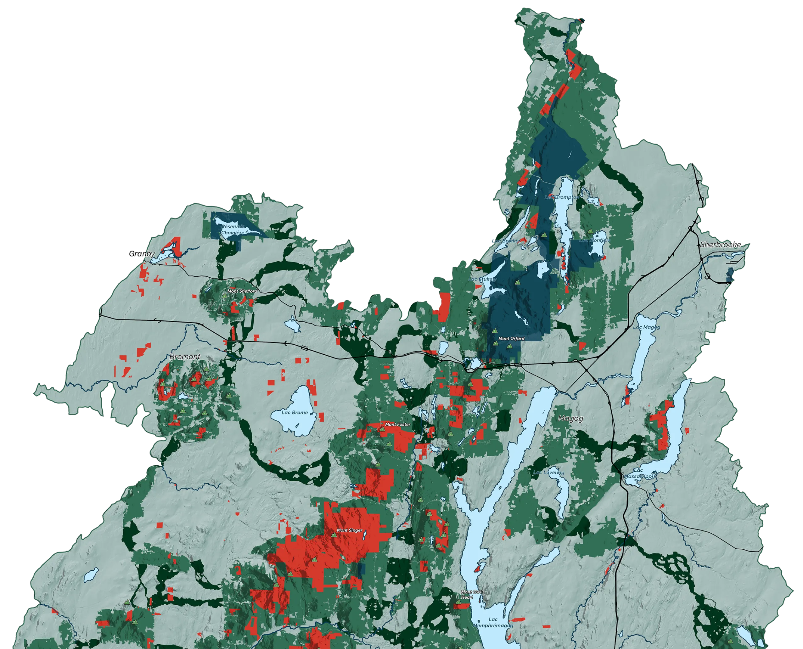 carte montagnes vertes